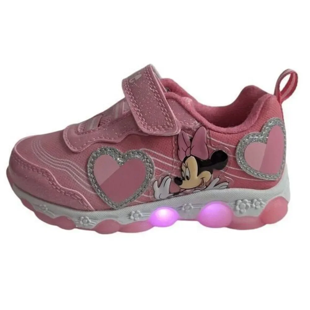 Minnie shoes for girls sneakers with LED light without laces Pink Size 7 (15 cms